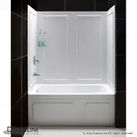 DreamLine QWALL-Tub 56-60 in. W x 28-32 in. D x 60 in. H Acrylic Backwall Kit In White