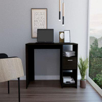 Latitude Run® TDC Computer Desk Odessa with Single Drawer and Open Storage Cabinets, Light Grey Finish