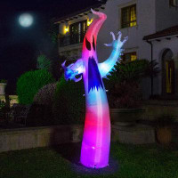 The Holiday Aisle® 9Ft Height Colour Changing Halloween Inflatable White Ghost With Colourful Led Lights Blow Up Outdoor