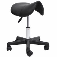 Inbox Zero Rolling Saddle Stool, Swivel Salon Chair, Ergonomic Faux Leather Stool, Adjustable Height