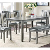 Red Barrel Studio Dining Room Furniture Grey Colour 6Pc Set Dining Table 4X Side Chairs And A Bench Solid Wood Rubberwoo