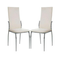 Orren Ellis Set Of 2 Padded Black Leatherette Dining Chairs In Chrome Finish