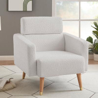 WMT 30'' Corduroy White Contemporary Glam Upholstered Accent Chairs
