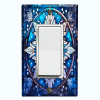WorldAcc Metal Light Switch Plate Outlet Cover (Blue Snow Icicle - Single Rocker)