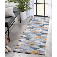 Well Woven Ruby Geometric Triangles Blue/Mint/Ivory Area Rug