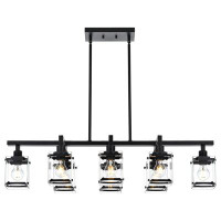 Breakwater Bay 8 Lights Kitchen Island Lighting With Rectangular Clear Glass Shades Large Linear Chandeliers Black For D