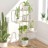 Union Rustic Small Cactus Metal Plant Stand Indoor, Creative Plant Stand , 4 Tiered Versatile Display Shelf