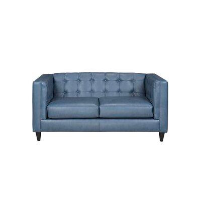 Made in Canada - 17 Stories Pranzal 64" Leather Match Tuxedo Arm Loveseat in Couches & Futons