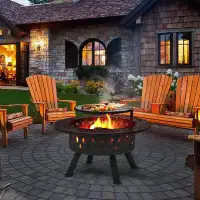 Red Barrel Studio 24" H x 38" W Iron Wood Burning Outdoor Fire Pit