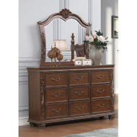New Classic Vienna 9 Drawer 64" W Solid Wood Double Dresser with Mirror