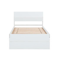 Latitude Run® Modern Twin Bed Frame With Trundle In White High Gloss Color