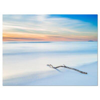 Made in Canada - Design Art Wood Branch on Beach at Twilight Photographic Print on Wrapped Canvas