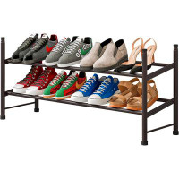 Rebrilliant Shoe Rack Organizer 2 Tier Metal Expandable Storage Adjustable Shoe Shelf Free Standing Shoe Rack For Entryw