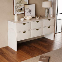 Ebern Designs Retro Style Rubber Wood Venner Three-Drawer Dresser