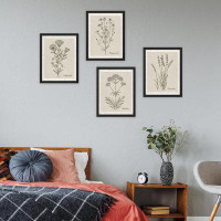 IDEA4WALL IDEA4WALL Framed Vintage Classic Wildflower Wall Art, Set Of 4 Plant Collage Wall Decor Prints, Nature Wildern