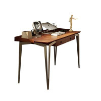 Hokku Designs Brown Rectangular Solid Wood Steel Desk,2-drawer