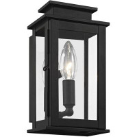 Wildon Home® Traditional Outdoor Wall Lantern - Antique Brass Finish, Clear Glass Shade