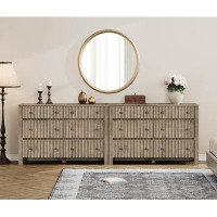 Lark Manor Vintage Grey Modern Dresser For Bedroom With 12 Drawers, Farmhouse Wide Wood Chest Of Drawers, Double Dresser