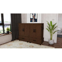 Canora Grey Vallonia Queen Solid Wood Rolling Cabinet Bed with Mattress