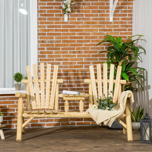 Adirondack Chair 61.8" W x 34.6" D x 40.6" H Natural Wood in Patio & Garden Furniture