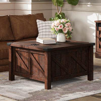 Gracie Oaks Square Coffee Table With Lift Top With Lift Top And Storage For Living Room Grey