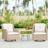 Red Barrel Studio Outdoor Furniture Sets - 3 Pieces Patio Swivel & Rocking Chairs with Side Table