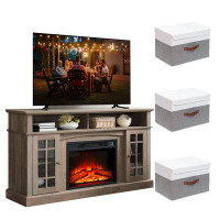 Latitude Run® 58'' Farmhouse Classic Cabinet Comes with a 23" Electric Fireplace and 3-Pcs Storage Boxes