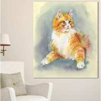 Design Art 'Hand Drawn Watercolor Cat' Painting Print on Wrapped Canvas