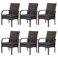 Latitude Run® Wicker Patio Arm-rest Dining Chair Set of 6