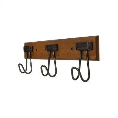 Gracie Oaks Grazio 3 - FantasHome 16” Label Wall Mounted Hook Rack with 3 Hooks – Brown/Black