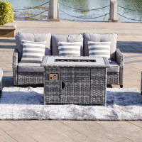 Direct Wicker Natascha Outdoor Patio Table With Gas Fire Pit