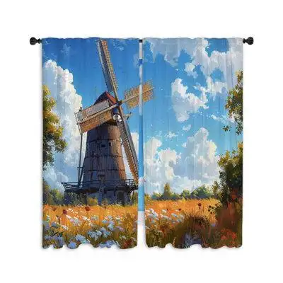 Upgrade your home decor with these Windmill sheer window curtains printed in the USA! Great for your...