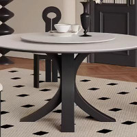 Orren Ellis Retro Rock Table Modern Simple Black Round Table Italian High-end Round Table