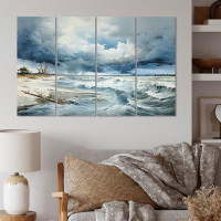 Highland Dunes Tempestuous Storms Over The Ocean I - Nautical & Beach Wall Decor - 4 Panels