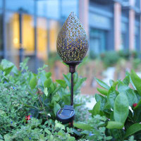 Amples Solar Metal Garden Yard Stake Light Pathway Outdoor Landscape Lawn Patio Decoration Waterproof Warm White Led Lam