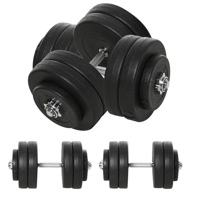 ADJUSTABLE 2 X 55LBS WEIGHT DUMBBELL SET FOR WEIGHT FITNESS TRAINING EXERCISE FITNESS HOME GYM EQUIPMENT, BLACK (PAIR) dans Appareils d'exercice domestique