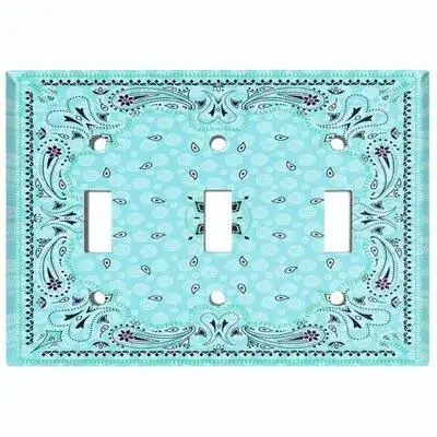 WorldAcc Metal Light Switch Plate Outlet Cover (Teal Paisley Bandana Tile   - Single Toggle)
