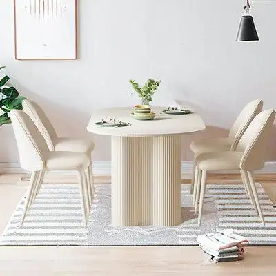 Orren Ellis 55.12" White Sintered Stone tabletop Oval Dining Table