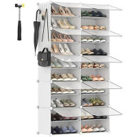 Mercer41 Mercer41 Shoe Rack - 40 Pair Plastic Shoe Organizer, Versatile Storage Cabinet, Easy Assembly, White