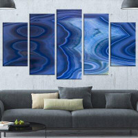 Made in Canada - Design Art 'Blue Agate Stone Design' 5 Piece Graphic Art on Wrapped Canvas Set