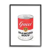 Stupell Industries Traditional Condensed Soup Can Diamond Glam Fashion Brand Black Framed Giclee Texturized Art By Amand