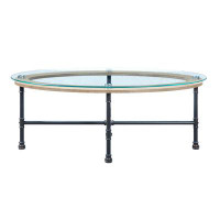 Williston Forge Brantley Coffee Table In Clear Glass & Sandy Grey