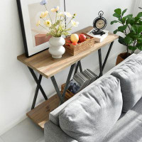 17 Stories Rustic 2 Tier Wood Console Sofa Table