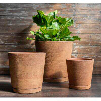 Campania International I/O Series 3-Piece Glazed Terracotta Pot Planter Set