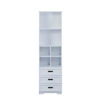Latitude Run® Funnel White Bookcase Book Shelf Storage Unit With Book Display/Organizer Drawers - Classic White Colour