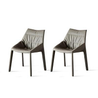 WONERD 31.50" Grey Solid back side Chair(Set of 2)
