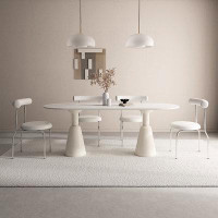 Orren Ellis Modern Simple Oval White Rock Table