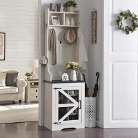 Gracie Oaks Kyeana Hall Tree 23" Wide Farmhouse Entryway Bench with Coat Rack, Bench and Shoe Storage