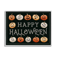 Stupell Industries Happy Halloween Jack-O-Lanterns Framed Giclee Art By Elizabeth Tyndall