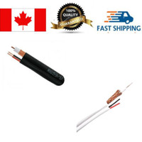 Sale! RG59/U SIAMESE COAXIAL CABLE   20AWG + 18AWG X 2, 500FT/BOX, Black/White